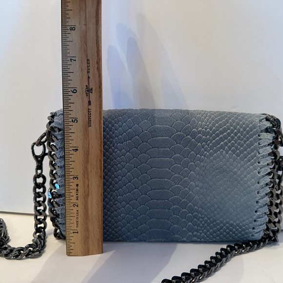 Snake Skin Light Blue Crossbody with Chain - Picture 3 of 5